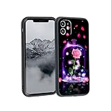 reveas cleiorn Compatible with iPhone 11 Case, Beauty or Beast Pink Rose Snow Flower Petals Floral...
