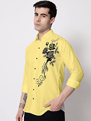 Image of Zombom Men's Regular Fit Cotton Blend Printed Spread Collar Full Sleeve Casual Shirt