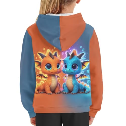 WELLFLYHOM Dragon Girls Boys Hoodies Graphic 6-16 Long Sleeve Sweatshirt Kangaroo Pocket Kids Sweater for Yoga Sports4