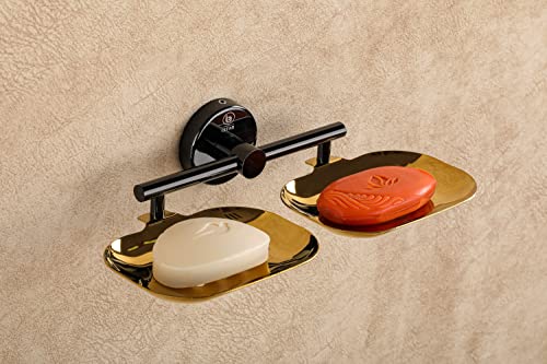 Image of iSTAR Stainless Steel 304 Grade Bathroom Soap Holder /Soap Stand /Soap Dish for Bathroom /Bathroom Accessories Multicolor (Black & Gold, Pack of 1, Double)