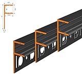 MOLA (MO-111) Fliesenprofil Aluminium 3 x 2m schwarz | Fliesen-Abschlussleiste für Led Streifen bis 1cm Breite | U-Profil Fliesenschiene + Acryl Abdeckung schwarz |Aluprofil belastbar