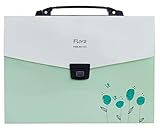 Shuter Accordion Expanding File Folder, 13-Pockets, A4 Size, Handle and Tabs, Buckle Closure (Green)