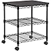 Safco Deskside 3 Tier Rolling Cart Printer Stand, Mobile Utility Table for Home Office with Steel Shelves, Black