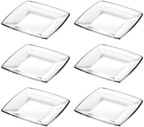Glass Square Plate - 5.9" D - Square - Set Of 6 - By Barski - European Quality - Plates Are - 5.9" Diameter - Can Be Used For Salad - Dessert - Appetizer - Made in Europe