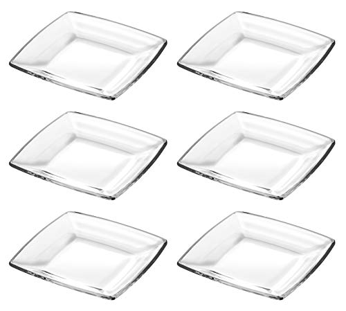 Glass Square Plate - 5.9" D - Square - Set Of 6 - By Barski - European Quality - Plates Are - 5.9" Diameter - Can Be Used For Salad - Dessert - Appetizer - Made In Europe #TOP6