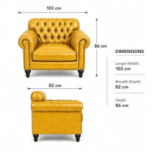 Image of Luxury Sofa Set Luxury Chesterfield Sofa in for Home Living Room & Office (Highback 1 Seater Yellow)