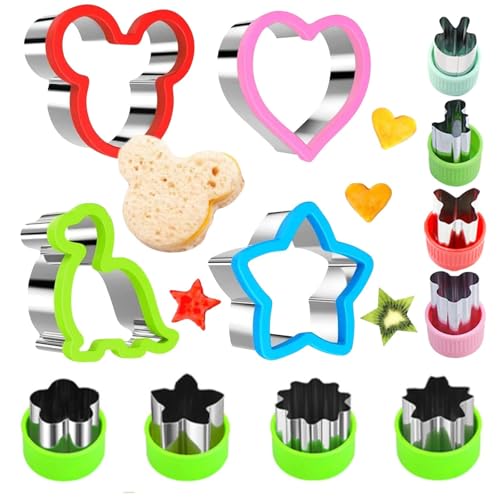 Cortadores de sándwich para niños, divertido cortador de sándwich de dinosaurio, 12 moldes de dinosaurio, corazón, estrella, ratón, bricolaje, cortadores de galletas para niños, accesorios de caja