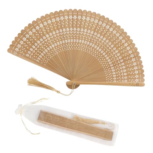 Neerow Abanico de Madera Vintage Plegable Chino con Bolsa de Regalo para Verano, Boda, Fiesta, Baile, Accesorios para Fotos, Decoración de Pared