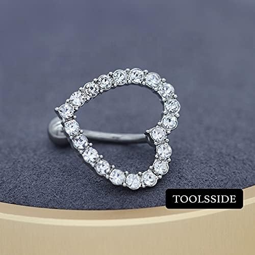 TOOLSSIDE VCH Piercing Jewelry with Shining Stones Stainless Steel Heart Belly Button Ring Navel Piercing Jewelry Belly Rings for Women 14G Belly Button Piercing - Image 4