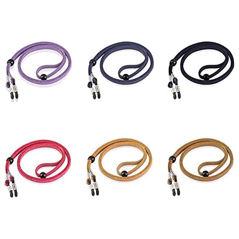 LATRAT Pack of 6 leather glasses strap, glasses chain, glasses cord, women's glasses cord, men's glasses cord, for sunglasses, reading glasses, protective glasses Cover