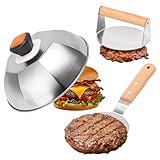 Smash Burger Press Kit - Burger Press, Melting Dome, Grill Spatula Hamburger Press Tools for Flat Top Griddle Grill Cooking, Bacon, Steak