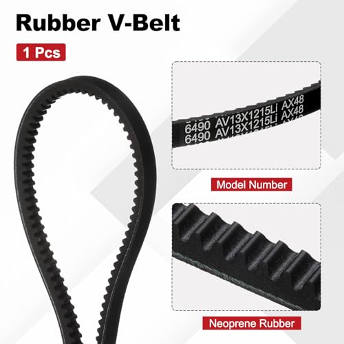 Image of AX48 Belt, Raw Edge Cogged Industrial Rubber EPDM V-Belt, Pack of 1 | 1 /2 inch(13mm) Width x 48 inch(1215mm) Inside Circumference x 5 /16 inch(8mm) Height