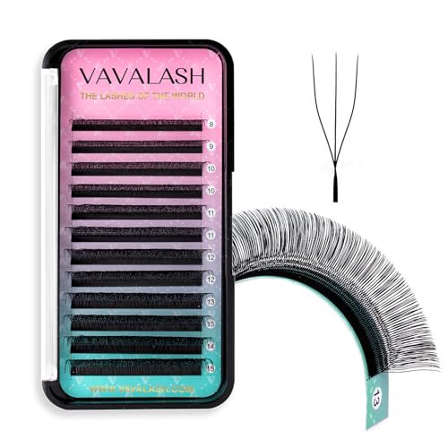 VAVALASH U 3D Lash Extensions D Curl 0.07mm 8-15mm Mix Tray 3D UU Lash Fans Eyelash Extension U Shaped Natural Wispy Volume Lashes Extension Soft Matte Black Lashes (U-3D-0.07-D-8-15mm)
