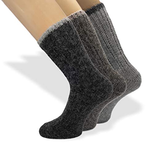 Chaussettes alpaga anti froid lot de 3 paires confortables mixtes loden