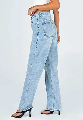 PLNOTME Women's Low Waisted Jeans Trendy Straight Leg Boyfriend Crossover Casual Denim Pants3