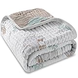 HardNok Ultra Soft Muslin Baby Blanket, A Versatile Swaddle and Bed Blanket for Babies, Toddlers, Boys, and Girls (Forest Elephant 1 Pack).