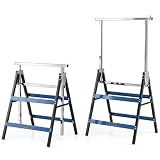 COSTWAY Set da Cavalletti da Lavoro Pieghevoli in Metallo (Blu)