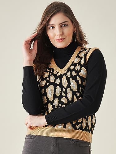 Image of Modeve Printed V Neck Sleeveless Sweater for Women||Winterwear||