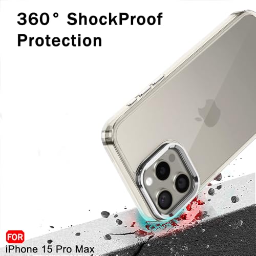 Image of TheGiftKart Hybrid Back Cover Case for iPhone 15 Pro MAX | Built-in Stand | Shockproof Hard Back Case Cover for iPhone 15 Pro MAX (PC & TPU, Clear Back, Transparent Sides)