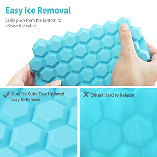 Upgrade Ice Cube Trays, 2 Pack Silicone Flexible Ice Cube Trays With Lid, 76 Cubes Ice Trays For Chilled Drinks, Whiskey & Cocktails , Stackable Flexible Safe Ice Cube Trays #TOP3