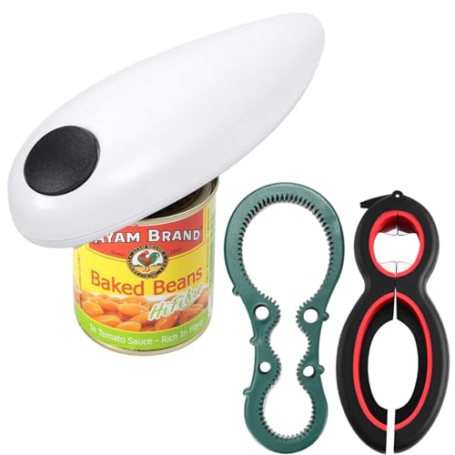 Zhixifan Abrelatas eléctrico de un solo toque, con borde liso, automático, apto para alimentos y funciona con pilas, regalo de cocina para artritis y personas mayores