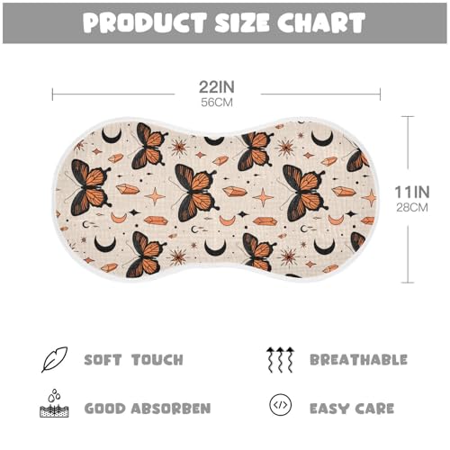 J JOYSAY Moon Butterfly Star Beige Baby Burp Cloths for Boys Girls Large 22''x11'' Cotton 4 Layer Burp Rags for Drool Newborn one sizex42