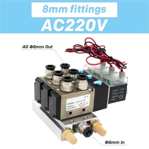 Electrovanne 4V210-08 5 voies distributeur pneumatique AC220V 5 stations