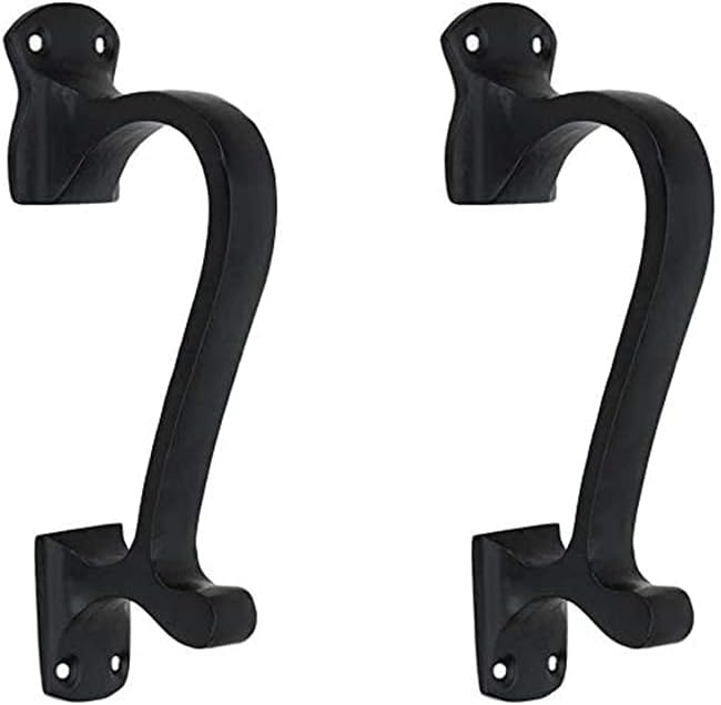 A29 Set of 2 Door Handle Pull, Heavy Duty Long Door Pulls for Kitchen Cabinets, Cabinet Pulls, Closet Pulls, Cast Iron Black Powder Coat Finish Gate Handles