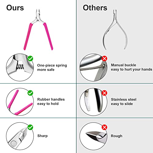 Cgbe Cuticle Clipper Professional Cuticle Trimmer Remover Tools, Non-Slip Silicone Handle Stainless Steel Alicates Para Manicura Profesional For Dry Skin (Rose) #TOP1