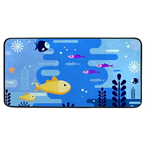 Tapis de cuisine pieuvre en polyester antidérapant 39x20 inch Couleur 2 enfants