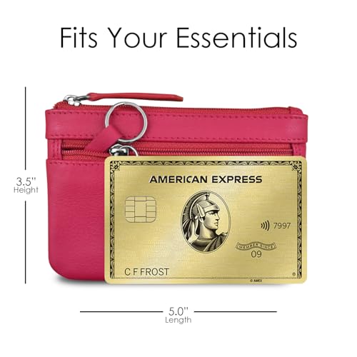 Image of ili New York Leather Mini Compact Coin Purse - Indian Pink