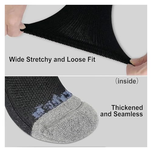 4 Pairs Non Binding Socks for Men Women Loose Fitting Socks Cotton Wide Top Socks Breathable & Moisture Wicking(Black-4 Pairs,L(43-46 11-13))3