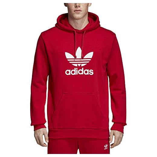 adidas Trefoil Hoodie Sweatshirt, Hombre, Power Red, M