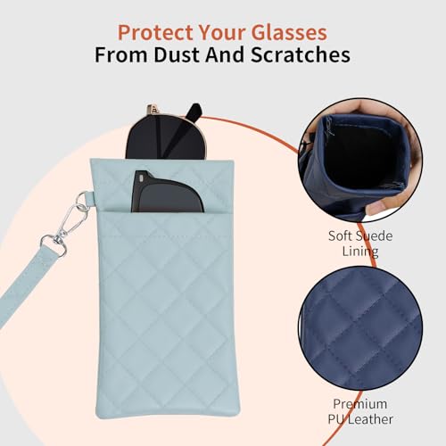 Image of Double Eyeglass Case Soft Dual Glasses Case for Women Men Travel Squeeze Top Sunglasses Cases Eyeglasses Pouch