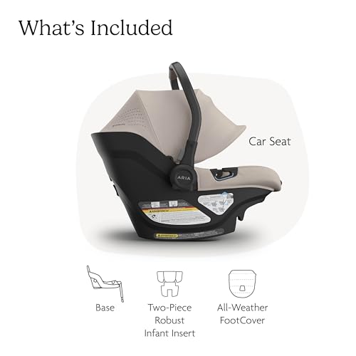 Image of UPPAbaby Aria V2 Lightweight Infant Car Seat - Load Leg + Anti-Rebound Panel - Infant Insert + All-Weather FootCover Included - Direct Stroller Attachment- Ada (Sandstone)