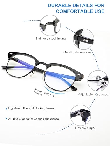 Image of NSSIW Blue Light Glasses for Women and Men, Advanced Computer Glasses, Gaming Glasses, Semi Rimless Glasses
