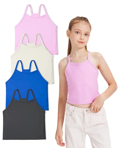 Girls Cami Bras 6-11 Kids Training Tank Tops for Girls Double Lined Camisole Kids Dance Bras