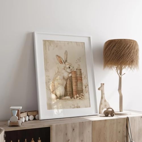 Affiche lapin et fleurs impression sur toile premium art mural bohème 60 x 70 cm - 3