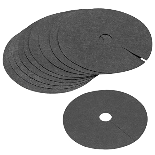 sourcing map Anello per pacciamatura per albero in tessuto non tessuto, 42,9 cm, copertura per piante per il controllo delle infestanti rotonda barriera per erbacce nera, confezione da 10