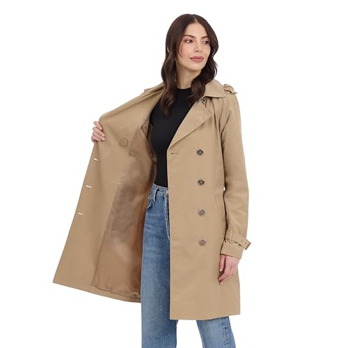 Michael Kors Women's Double Button Trench Coat with Belt and Detachable Hood, Khaki, Medium by Michael Kors - Image 4