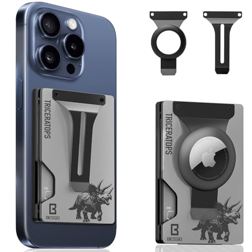 Magnetic Phone Wallet Compatible with Apple MagSafe - Metal Card Holder with AirTag Holder, RFID Blocking & Money Clip Mag Safe Wallet for iPhone 16 15 14 13 12 Pro Max/Pro/Plus/Mini, Red