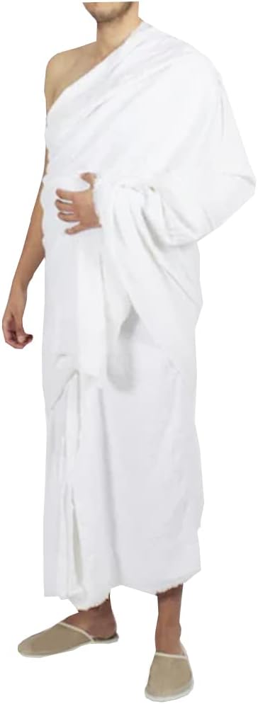 Stars and Stripes Premium Quality Mens Towelling Ihram/Ahram 100% Cotton 2 Pieces 1500gms for Hajj & Umrah (White)