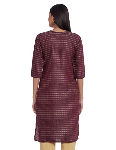 Image of Shiv Textiles Women's Cotton Regular Fit Fashion Kurti (Nikall Maroon 4XL)