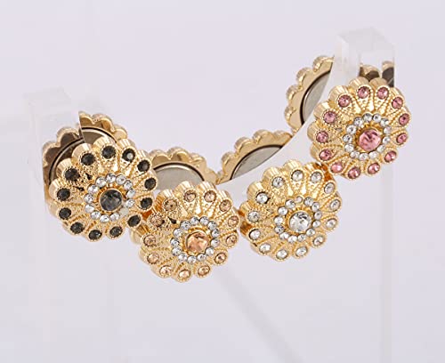Strong Hijab Magnets Rhinestone Scarf Magnets for Hijab Magnetic Pins for Scarves Hijab Scarf for Women Girls Hijab Niqab Muslim Islamic Turban (FlowerB-Black+Clear+Gold+Pink)3