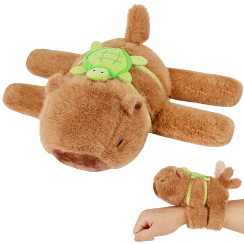 LHOEST Peluche Capibara Pulsera con Cola Giratoria Capybara Peluche Carpincho Pulsera de Capibara Slap Snap Peluches de Capybara Pulseras Slap Animales Kawaii Regalo de Carpincho para Niños Niñas