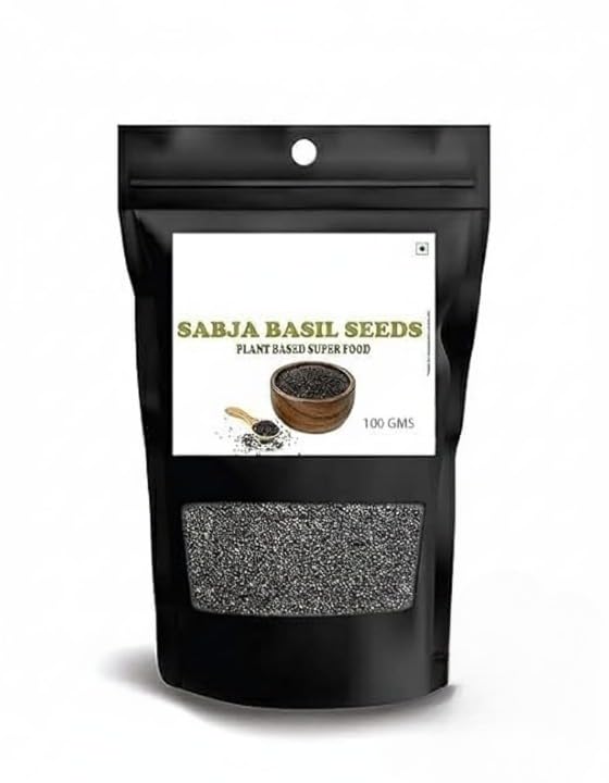 Sabja/Basil Seeds/for Weight Loss Raw Seeds for Eating,Low calories, High Fiber & Omega 3 & powerhouse of Nutrients Tukmaria -100gms