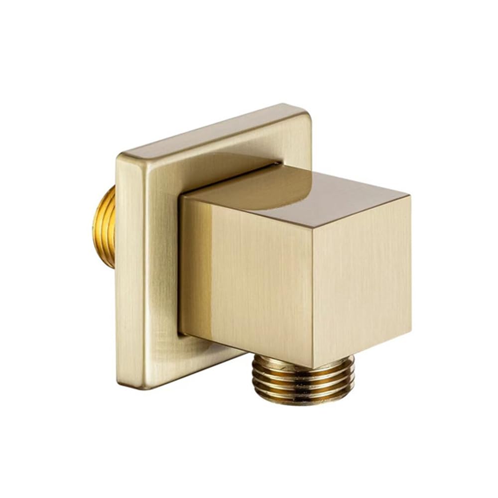 Gold Hand Shower Wall Outlet Elbow, G1/2 Inch Handheld Shower Hose Connector Square Water Outlet Fitting for Home, Hotel, Bathroom