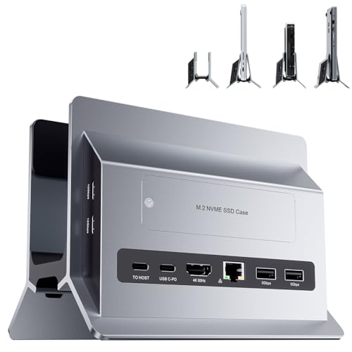 PULWTOP Docking Station Verticale USB C, Supporto Mac Mini Dock con alloggiamento M.2 NVMe(SSD non...