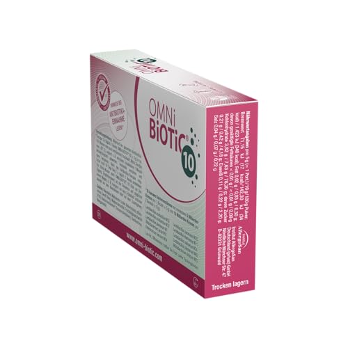 OMNi BiOTiC 10 | 10 Portionen (50g) | 10 Bakterienstämme | 10 Mrd. Keime pro Tagesdosis | Pulver | Mit Inulin | Vegan | Glutenfrei | Lactosefrei | Zur täglichen Anwendung