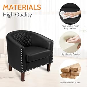 Primezonebarrelchairsetof2comfyaccentchairfauxleatherlivingroomchairsclubchairwithcushionnailheadtrimanddiamondgridbackrestreadingchairforbedroomwaitingroomblack Urban Country Home Decor Primezone barrel chair set of 2 comfy accent chair faux leather living room chairs club chair with cushion nailhead trim and diamond grid backrest reading chair for bedroom waiting room black urban country home decor